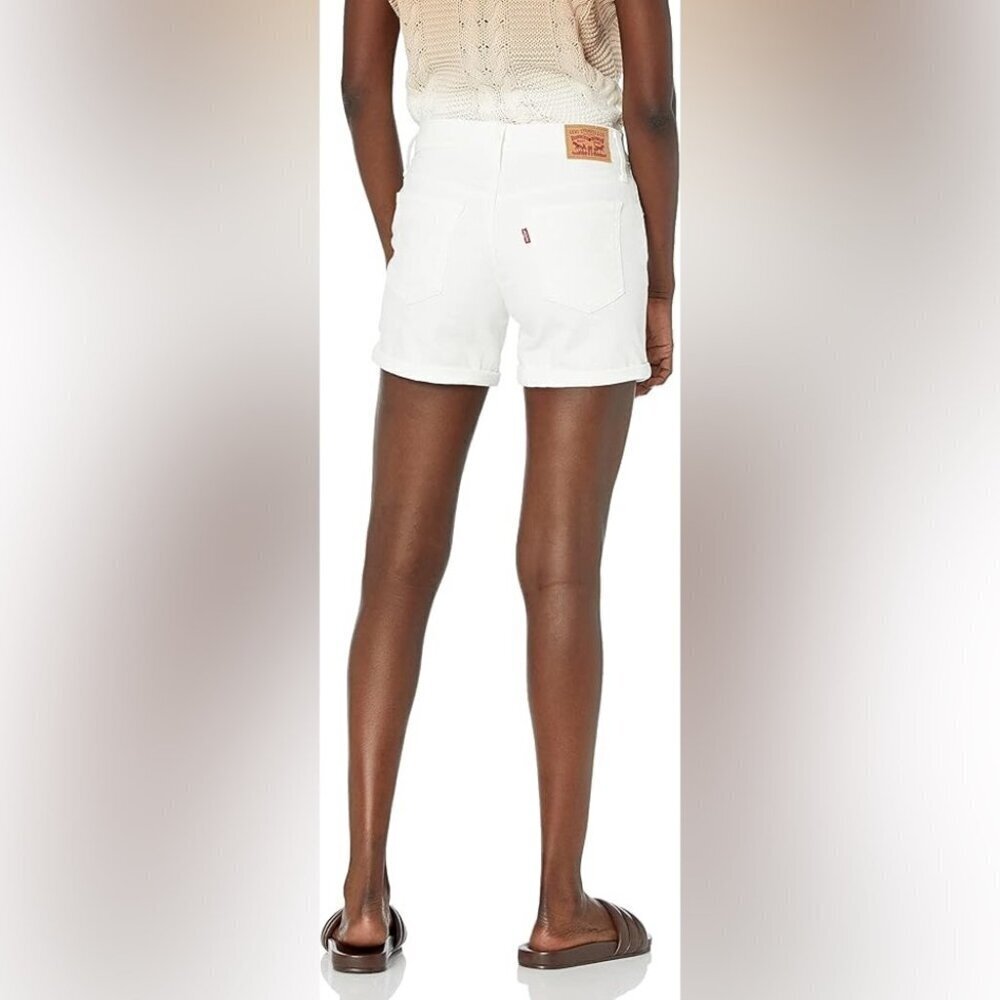 NEW Levi's White Mid-Length White Denim Shorts Size 27 - Picture 2 of 6